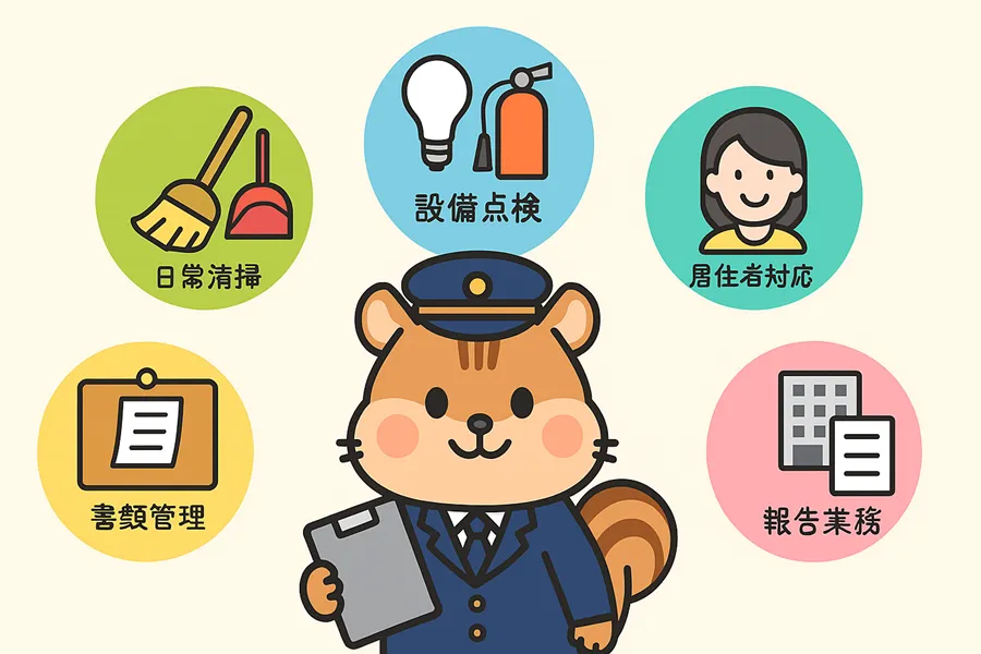 マンション管理員の5つの役割のイラスト