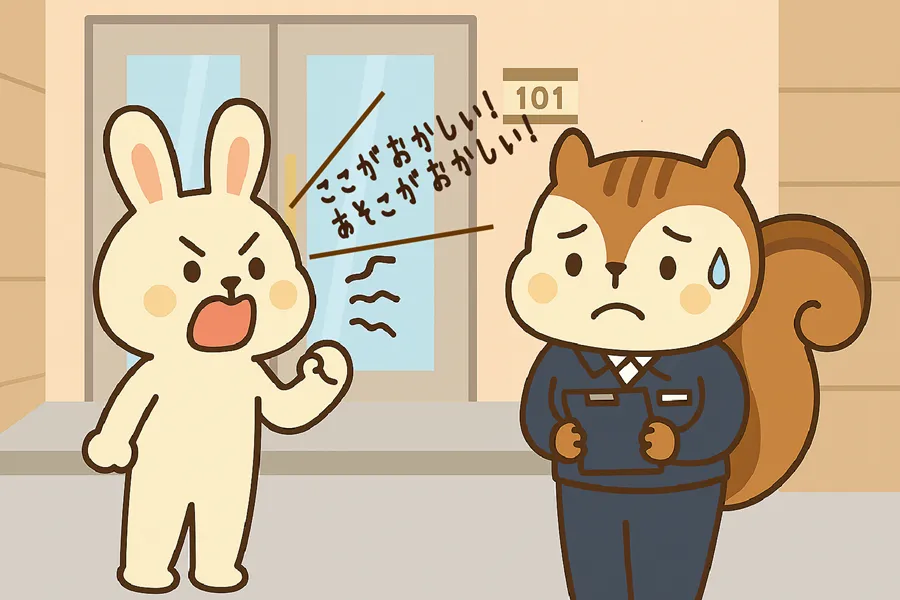 管理員が住民のクレームに困っているイラスト