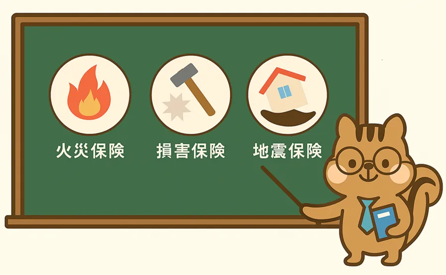 マンションの保険の種類を説明したイラスト