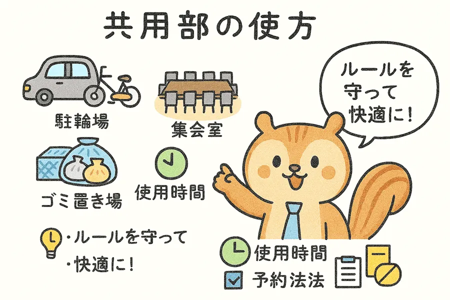 共用部の使い方を説明したイラスト