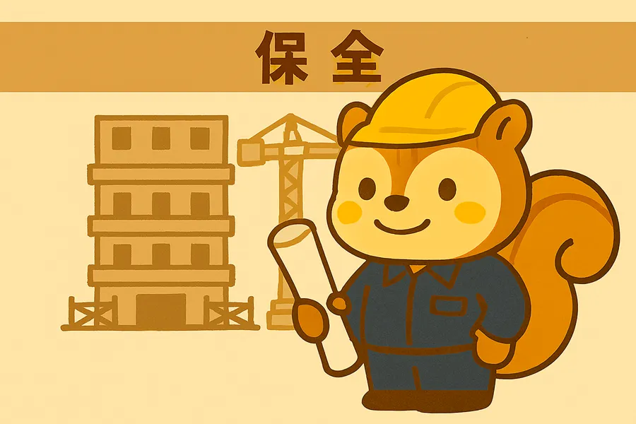 大規模修繕をチェックする管理員のイラスト