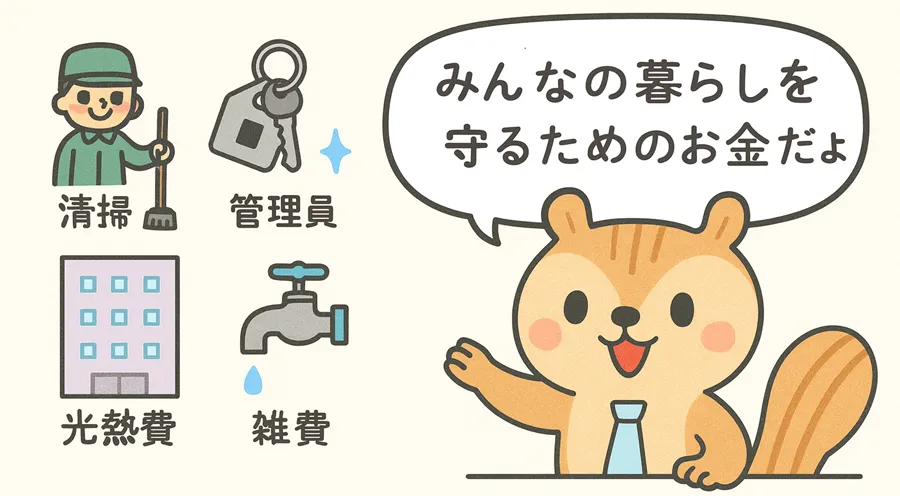管理費の主な内訳を説明したイラスト