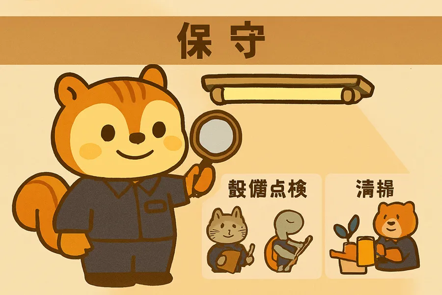 管理員が保守点検をしているイラスト