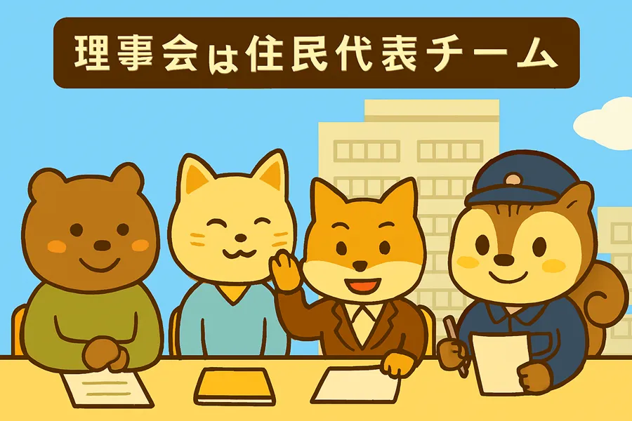 理事会は住民の代表チーム尾をイメージしたイラスト