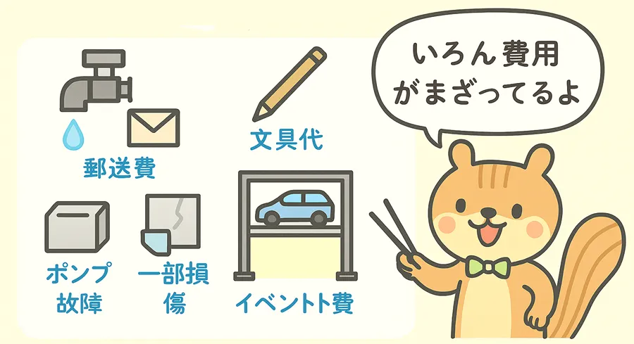 雑費の主な内訳を説明したイラスト