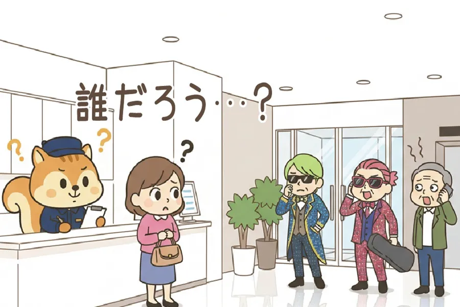 得体が知れない分譲賃貸の住民に困っている住民とりす丸のイラスト