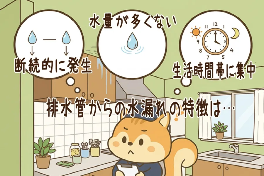 排水管からの水漏れを疑っているりす丸