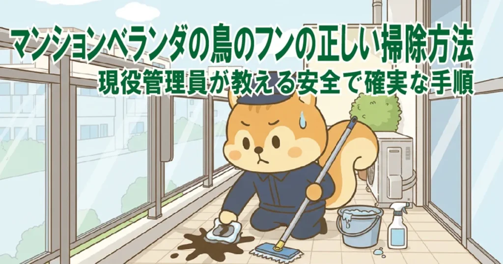 マンションベランダの鳥のフンの正しい掃除方法|現役管理員が教える安全で確実な手順