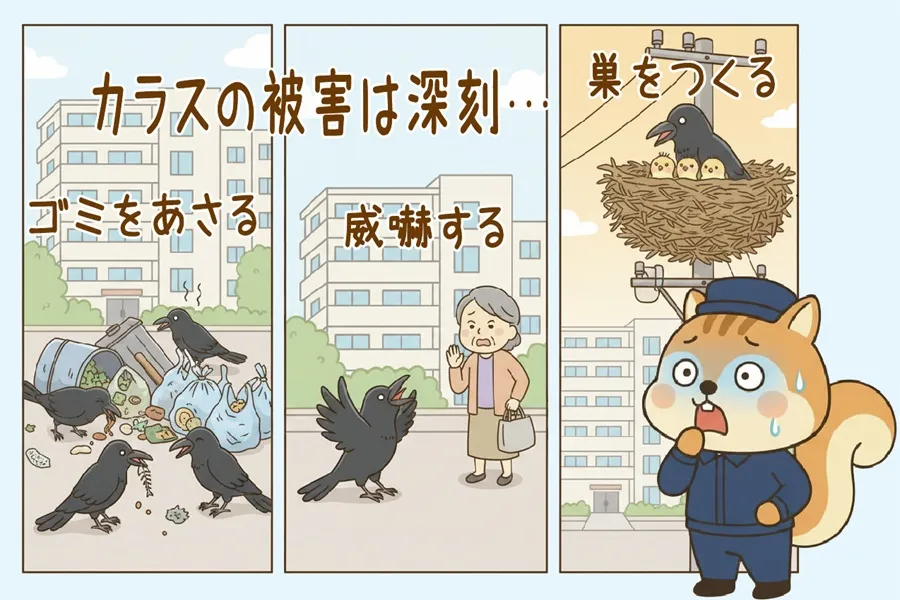 カラスの3つの被害