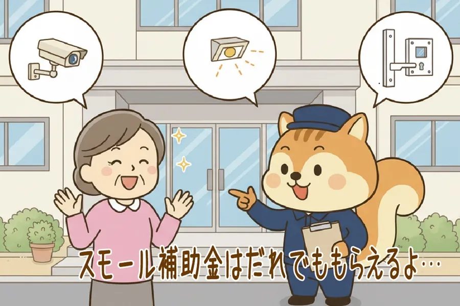 スモール補助金は誰でもまらえることを説明しているりす丸のイラスト