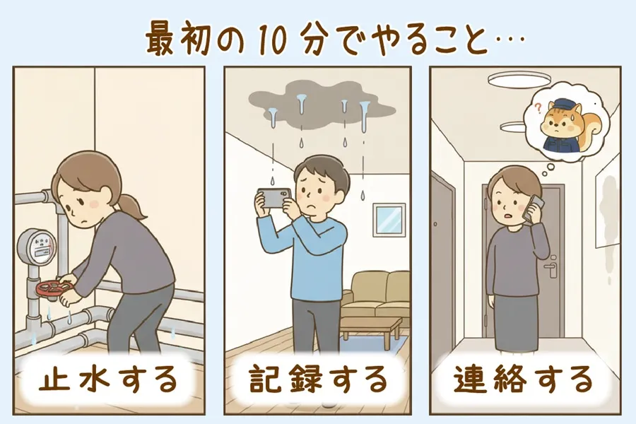 漏水したら住民が最初の10分でやるべきこと