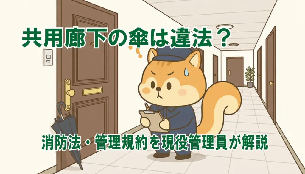 共用廊下の傘は違法？消防法・管理規約を現役管理員が解説
