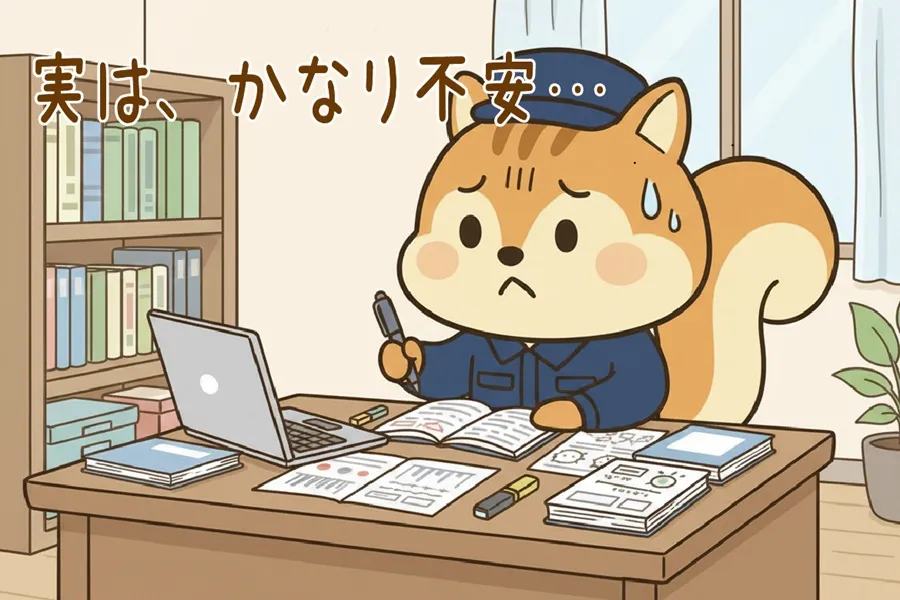 管理業務主任者の試験勉強が不安なりす丸のイラスト