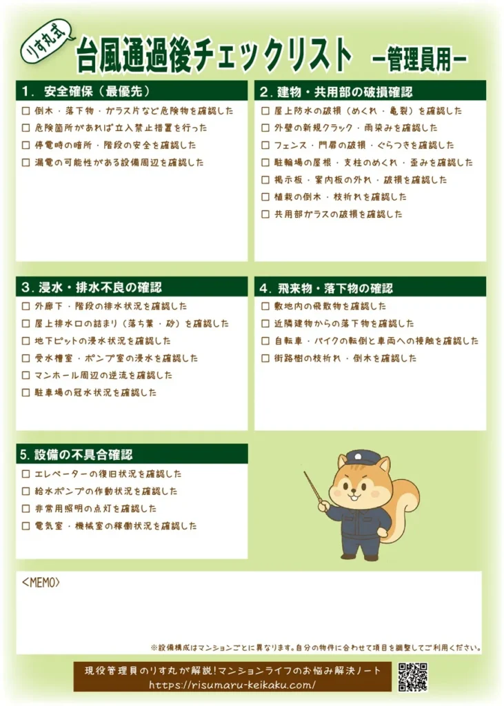台風通過後の事後チェックリスト
