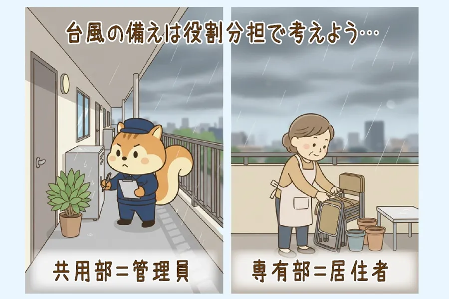 台風の備えは役割分担