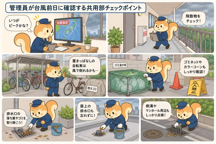 台風直前の管理員のチェックポイント