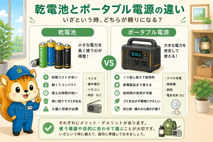 乾電池VSポータブル電源