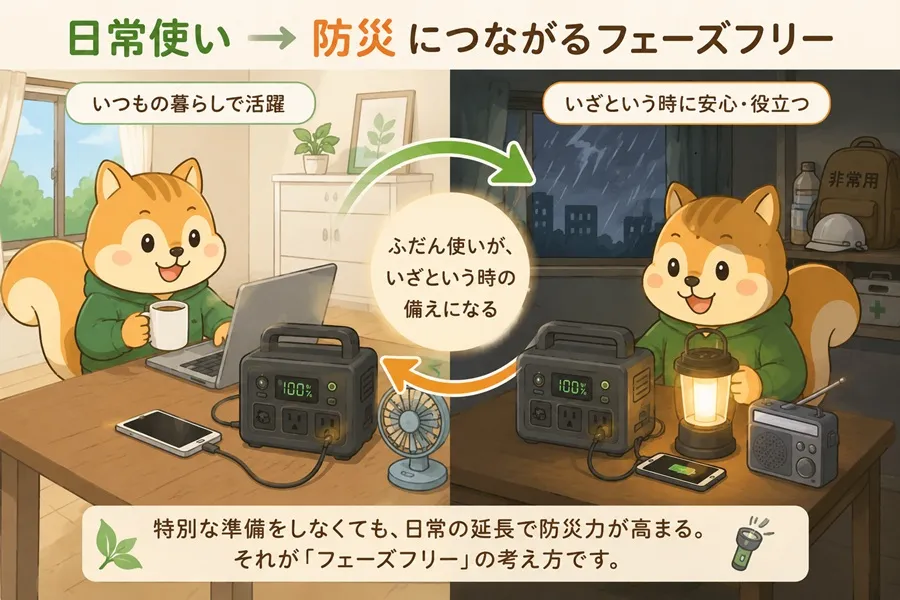 ポータブル電源のフェーズフリー