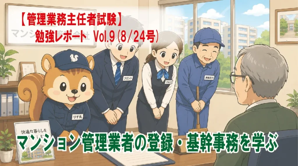 【管理業務主任者試験】勉強レポート　Vol.9(8/24号)　マンション管理業者の登録・基幹事務を学ぶ