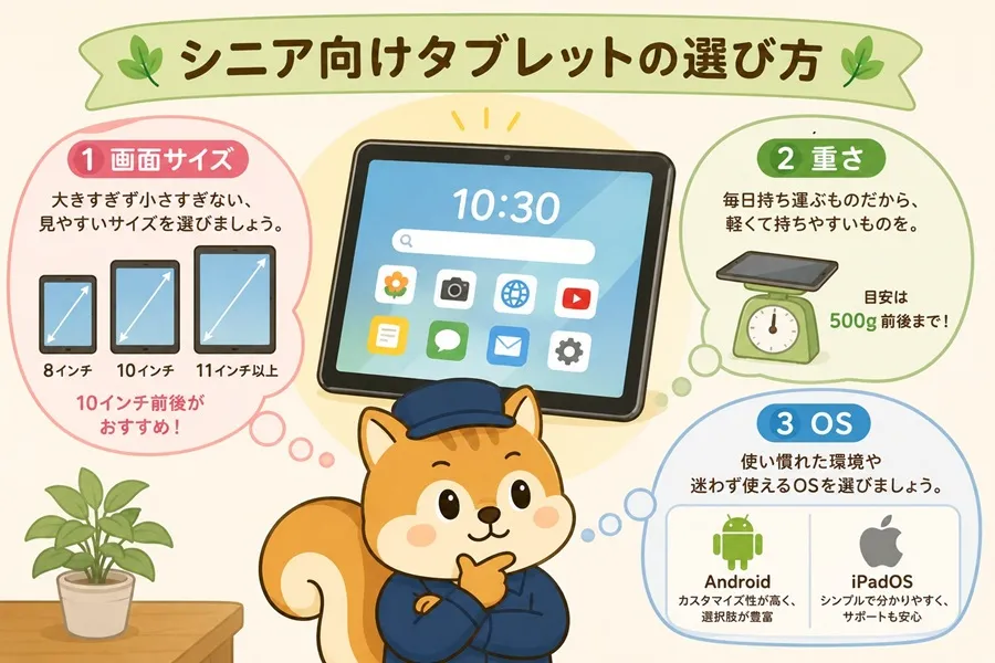 シニア向けタブレットの選び方