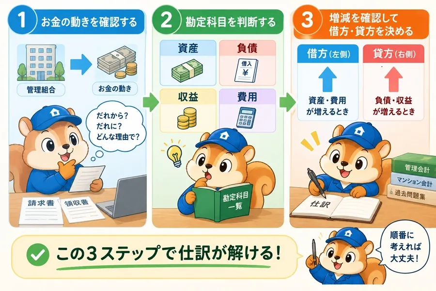 仕訳問題解答の3ステップ