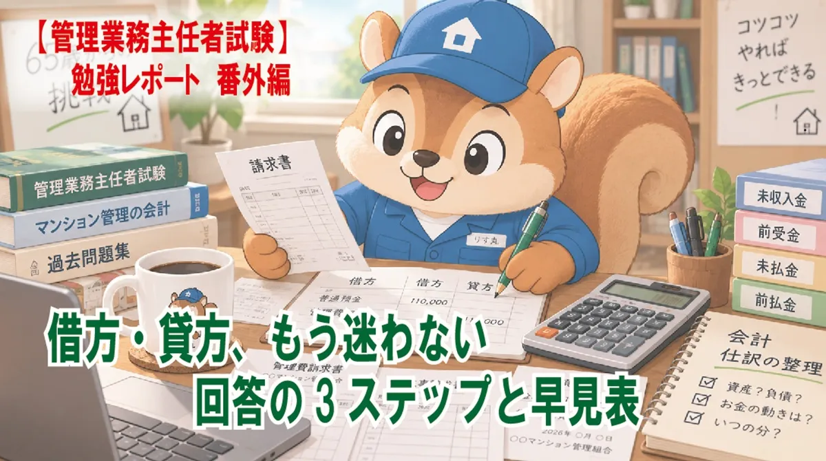 【管理業務主任者試験】勉強レポート 番外編 借方・貸方、もう迷わない ― 回答の3ステップと早見表